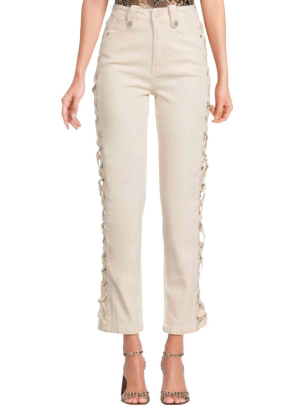 HABITUAL Women's Beige Cable Ankle Straight Leg Jeans 2/26 Inseam 29 NWT $129